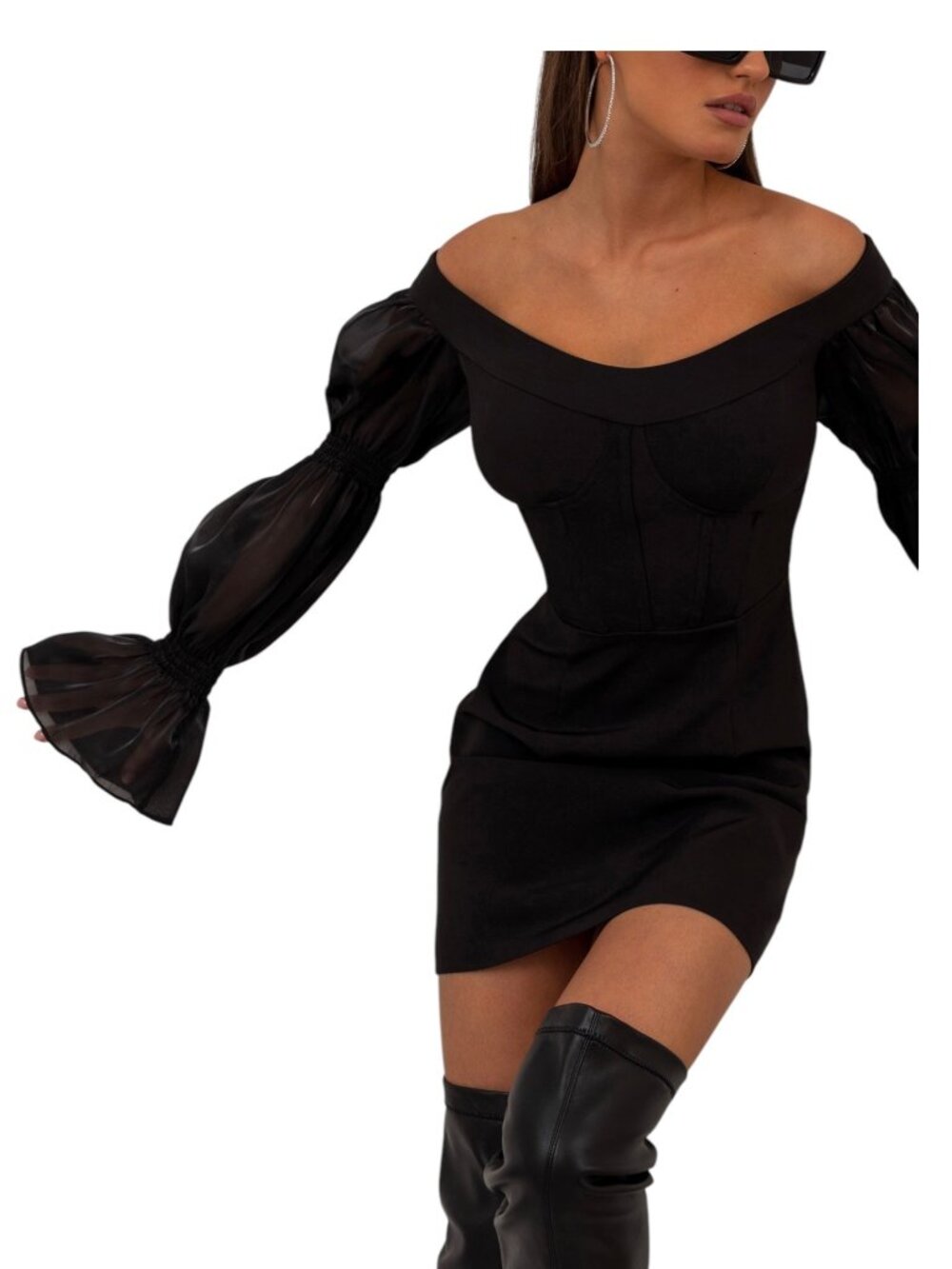 The One By Lichi Romantic Whimsigoth Off-Shoulder Mini Dress Black Size S Fairy